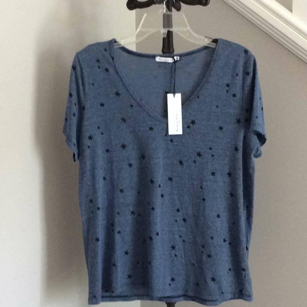💙 Michael Stars 💙 V neck blue star shirt OS